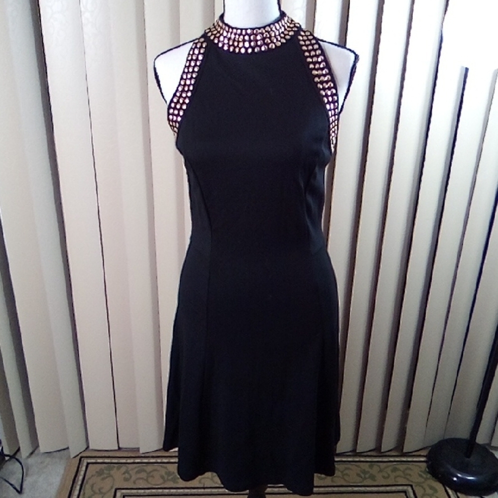 Carmen Marc Valvo,  Elegant Black Sleeveless Dress